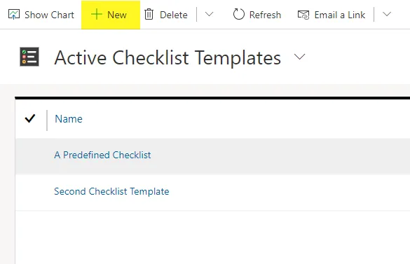 Active Checklist Templates view