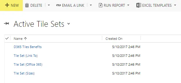 Active Tile Sets view