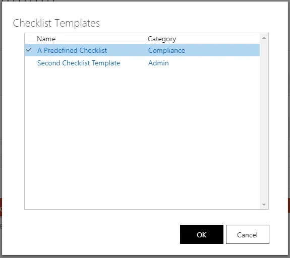 Use a Template dialog